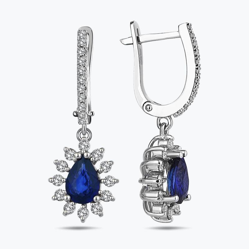 0.46 Carat Sapphire Diamond Earrings