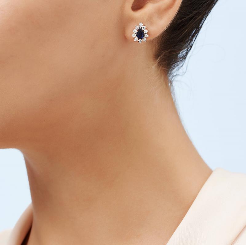 0.23 Carat Diamond Sapphire Earrings