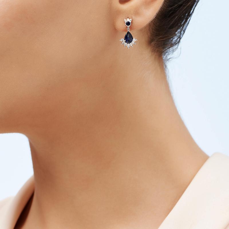 0.06 Carat Sapphire Diamond Earrings