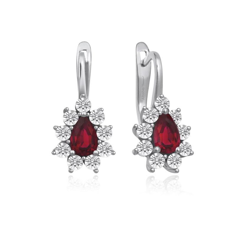 0.06 Carat Ruby Diamond Earrings