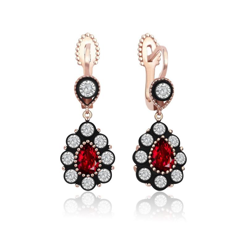 0.16 Carat Ruby Diamond Earrings