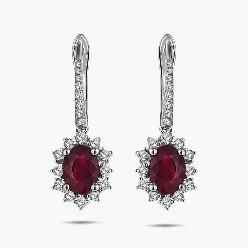 0.49 Carat Ruby Diamond Earrings