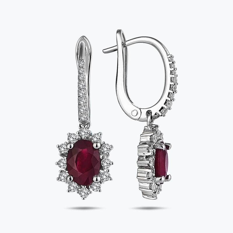 0.49 Carat Ruby Diamond Earrings
