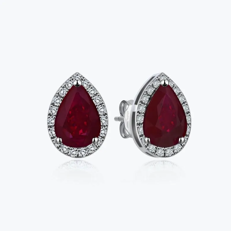 0.11 Carat Ruby Diamond Earrings