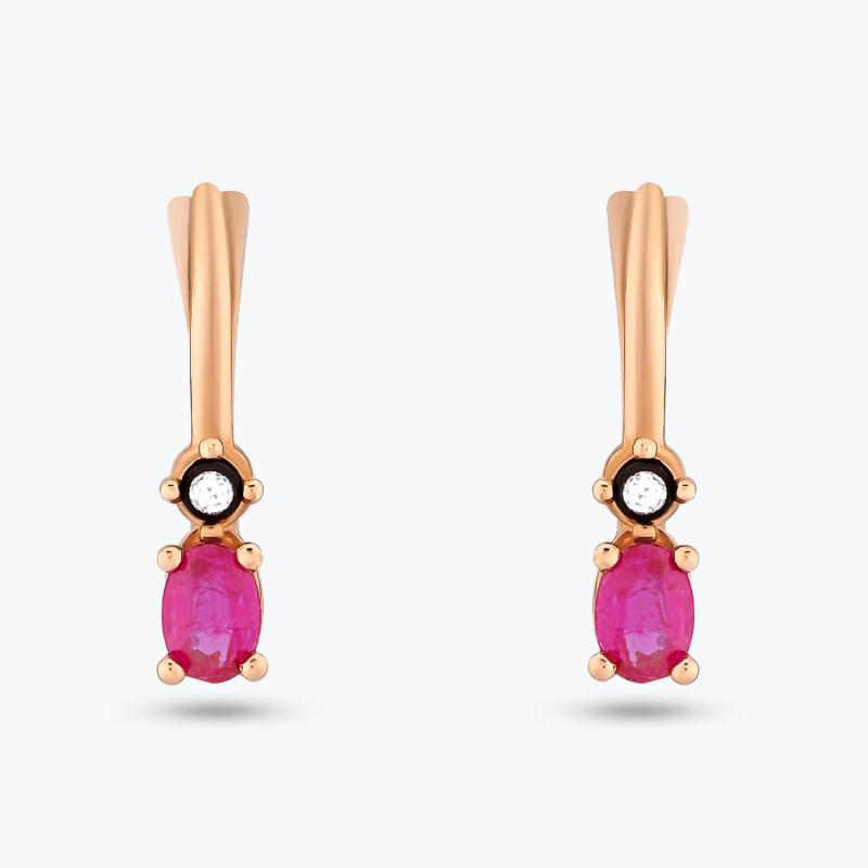 0.05 Carat Ruby Diamond Earrings