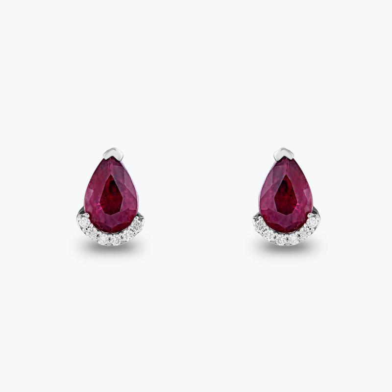 0.04 Carat Ruby Diamond Earrings