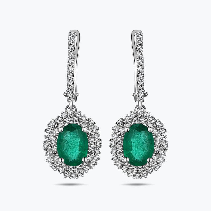 0.61 Carat Emerald Diamond Earrings