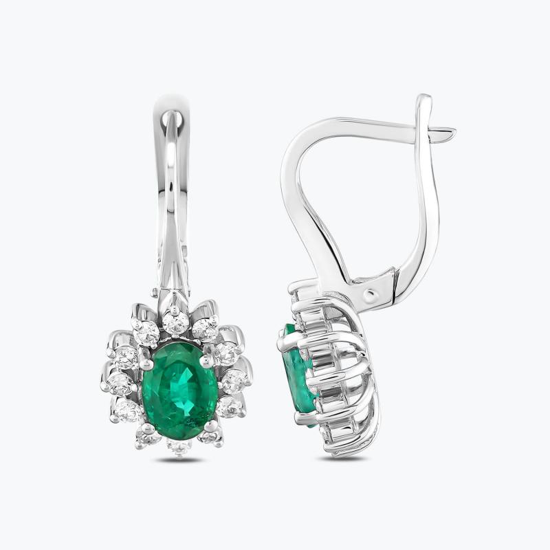 0.42 Carat Emerald Diamond Earrings