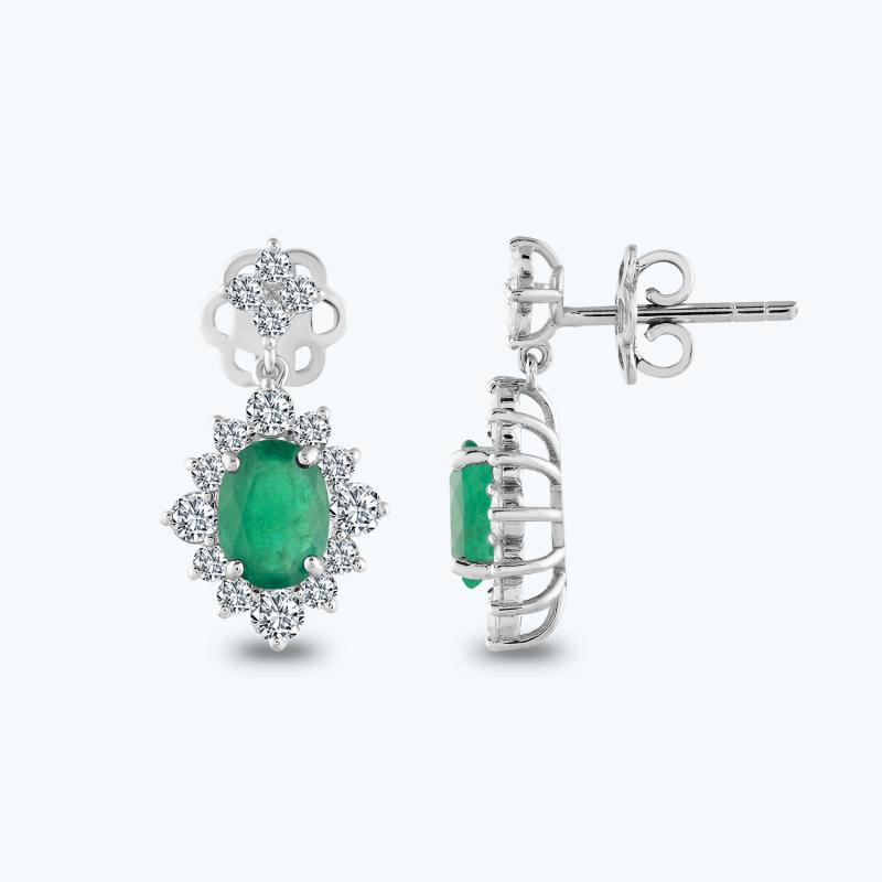 0.97 Carat Emerald Diamond Earrings