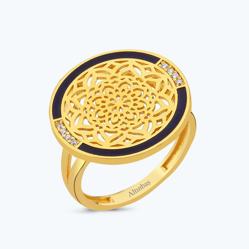 22K Mandala Gold Ring