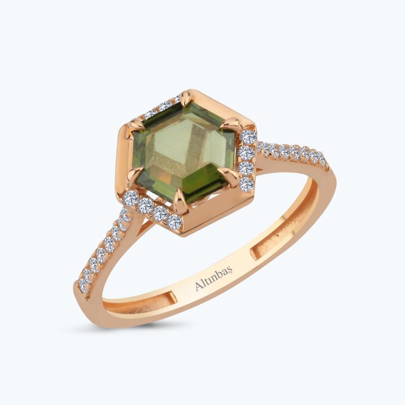 Green Stone Gold Ring