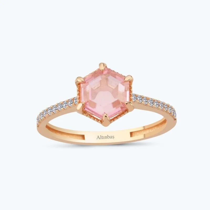 Pink Stone Gold Ring