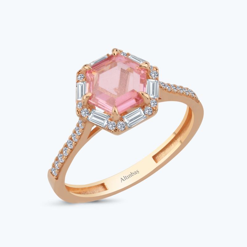 Pink Stone Gold Ring