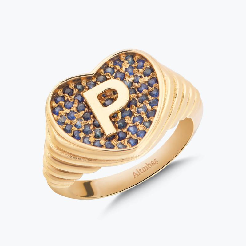 Marin Letter P Gold Ring