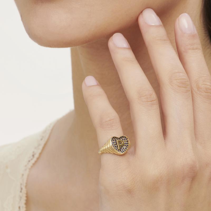 Marin Letter P Gold Ring