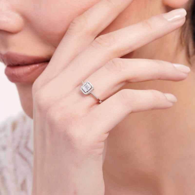 0.09 Carat Baguette Diamond Ring