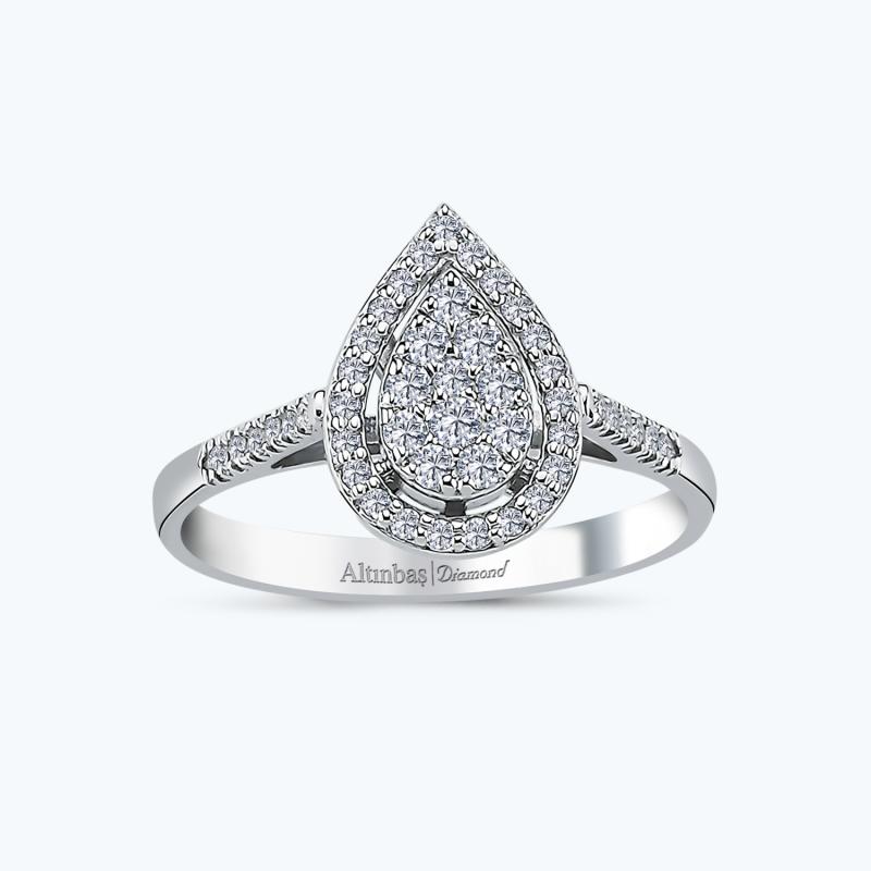 0.21 Carat Pear Shaped Cluster Diamond Ring