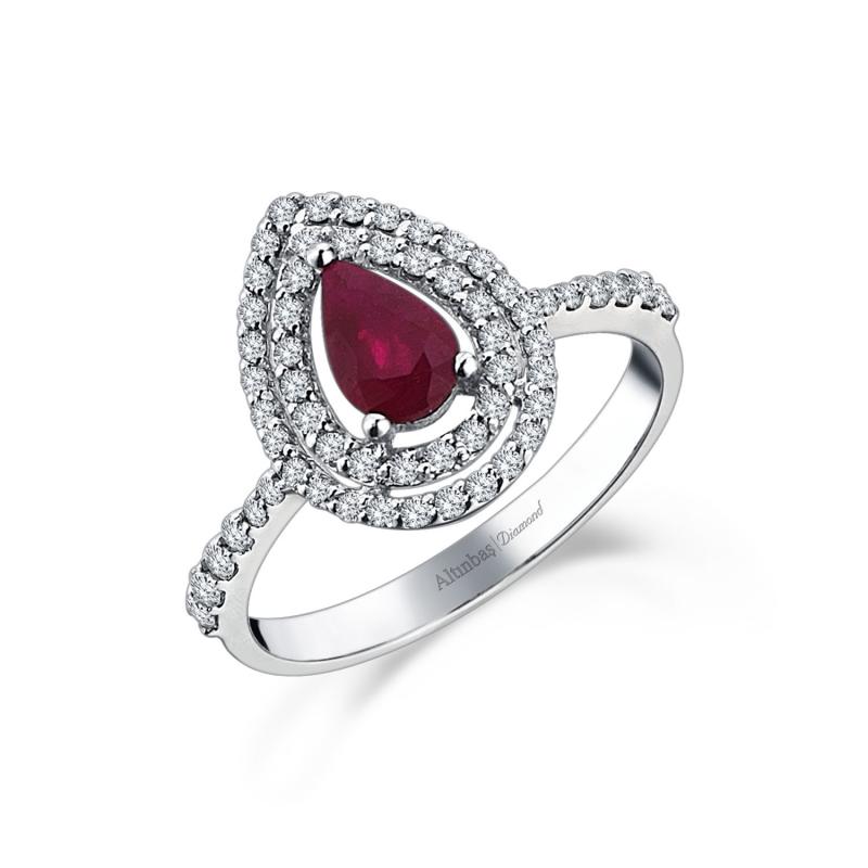 0.49 Carat Ruby Diamond Ring