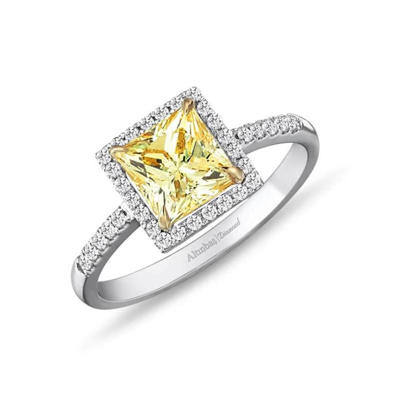 Pırlantalı Sarı Kuvars Yüzük