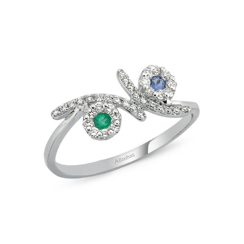 0.21 Carat Emerald Diamond Ring