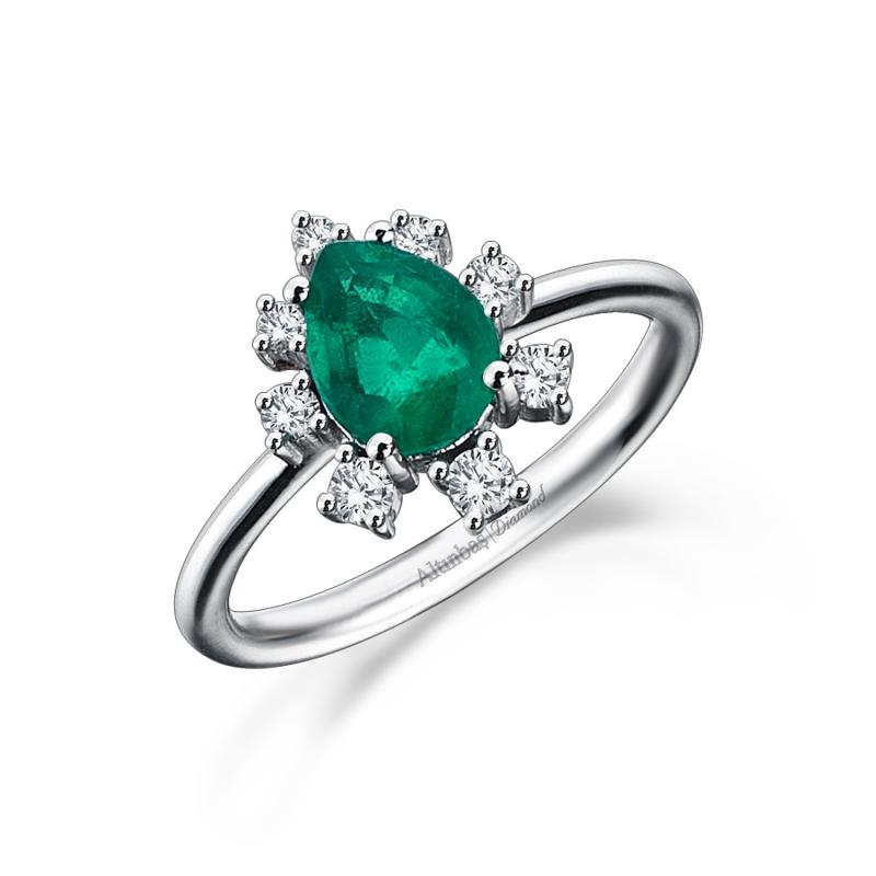 0.21 Carat Emerald Diamond Ring