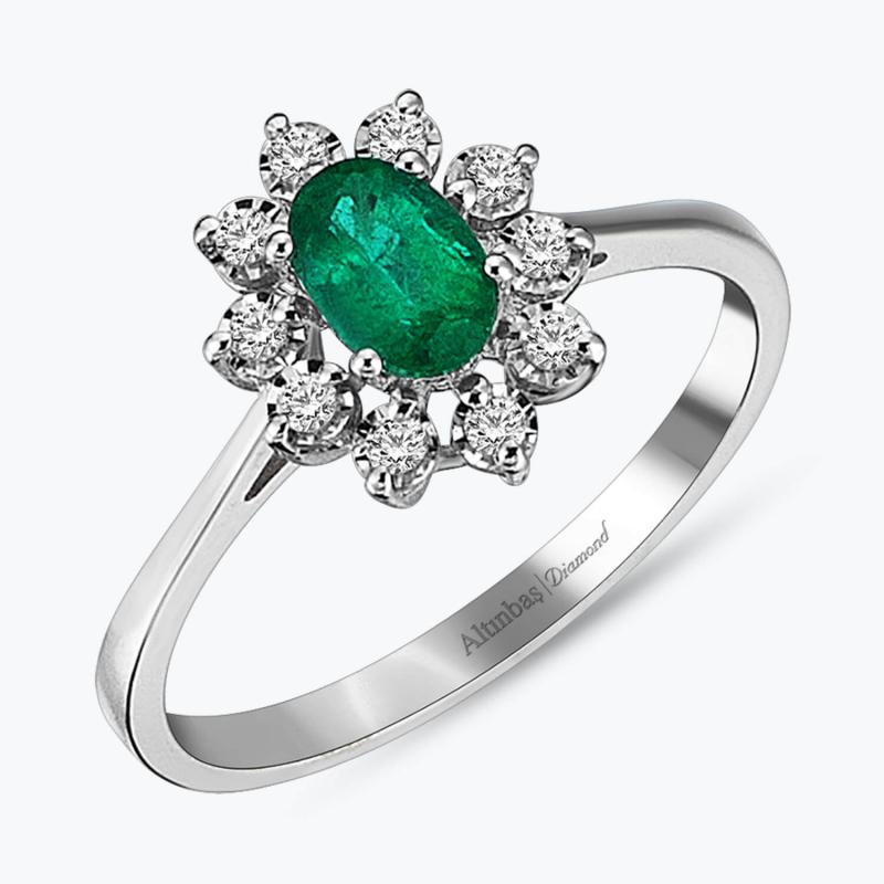 0.11 Carat Emerald Diamond Ring
