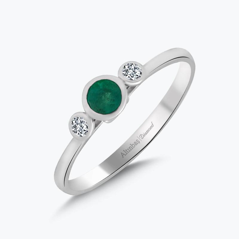 0.07 Carat Emerald Diamond Ring